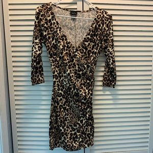 Leopard wrap mini dress 3/4 length sleeves